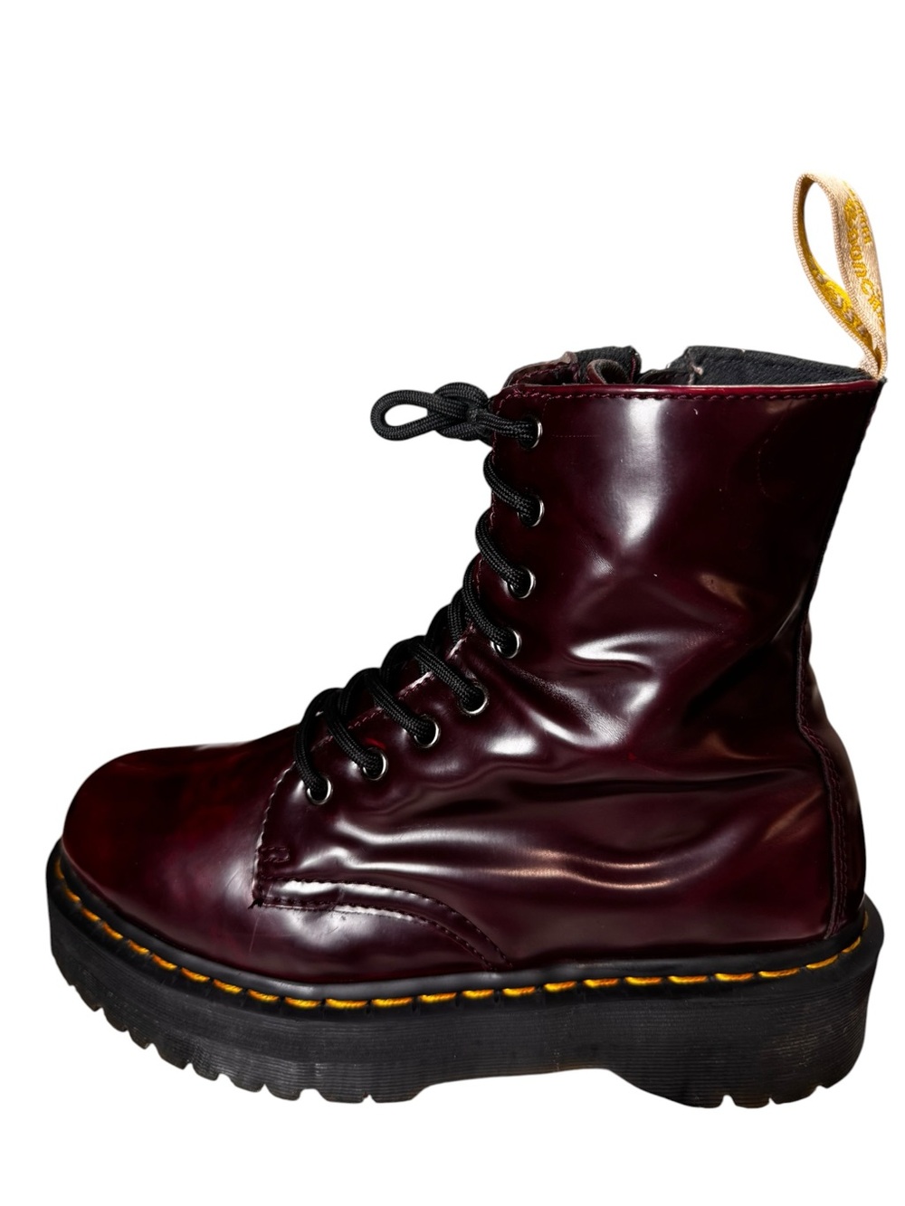 Dr Martens Vegan Jadon II Cherry Red Oxford Rub Off Platform Boots 9 (UK 7)